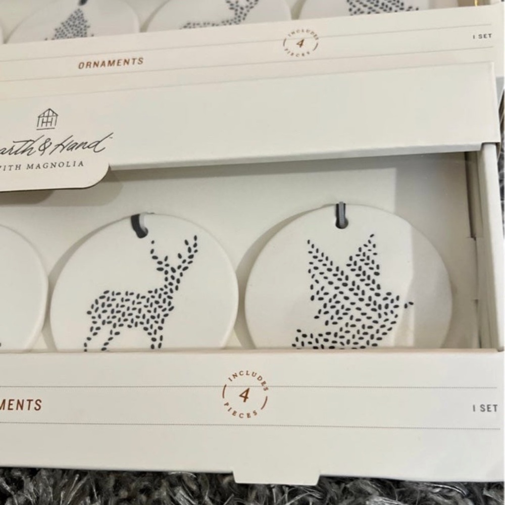 2- Hearth & Hand with Magnolia Porcelain Christmas Ornaments - Picture 3 of 6
